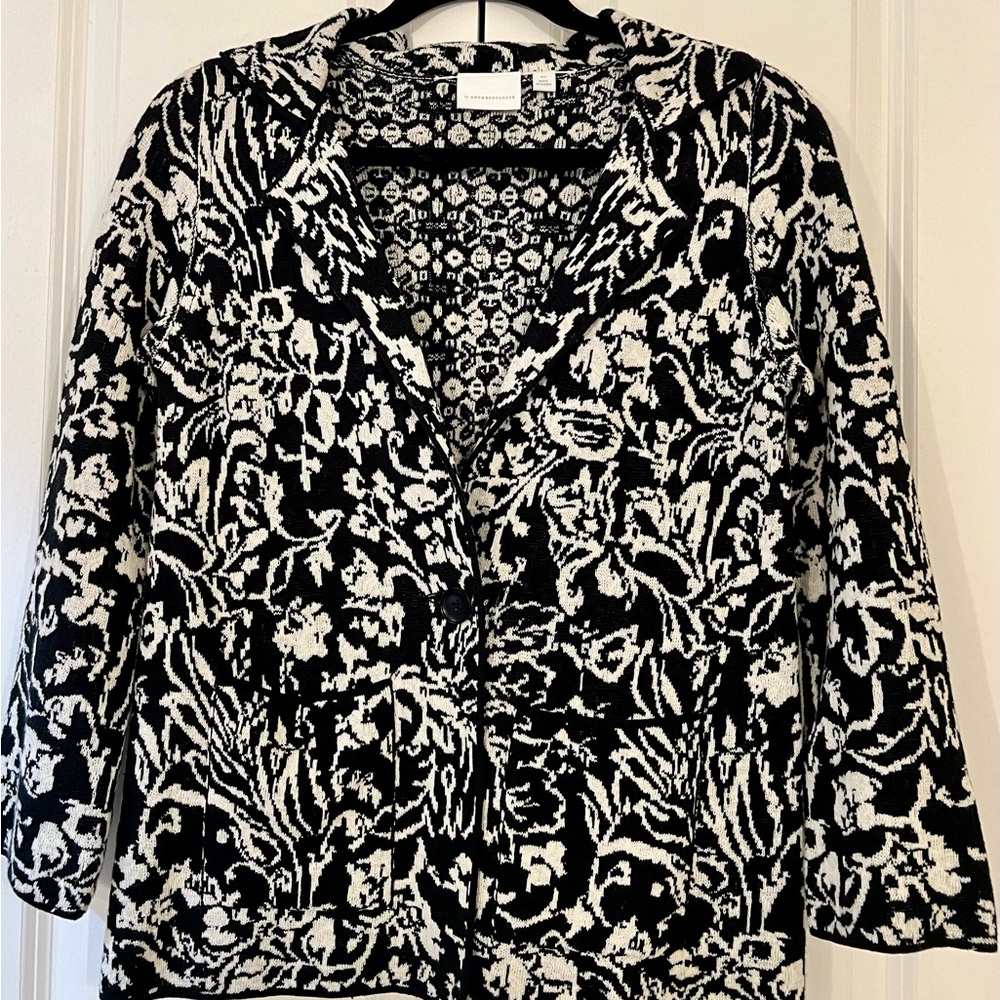 Anthropology Black and White Floral Jacket